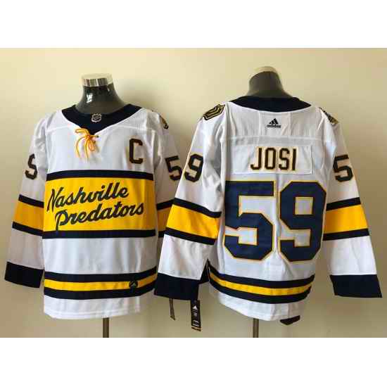 Men Nashville Predators Roman Josi 59 Yellow Adidas 2020 21 Reverse Retro Alternate NHL Jersey